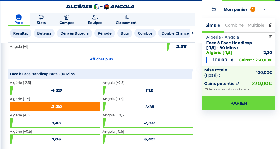 comment placer un pari handicap sur un bookmaker